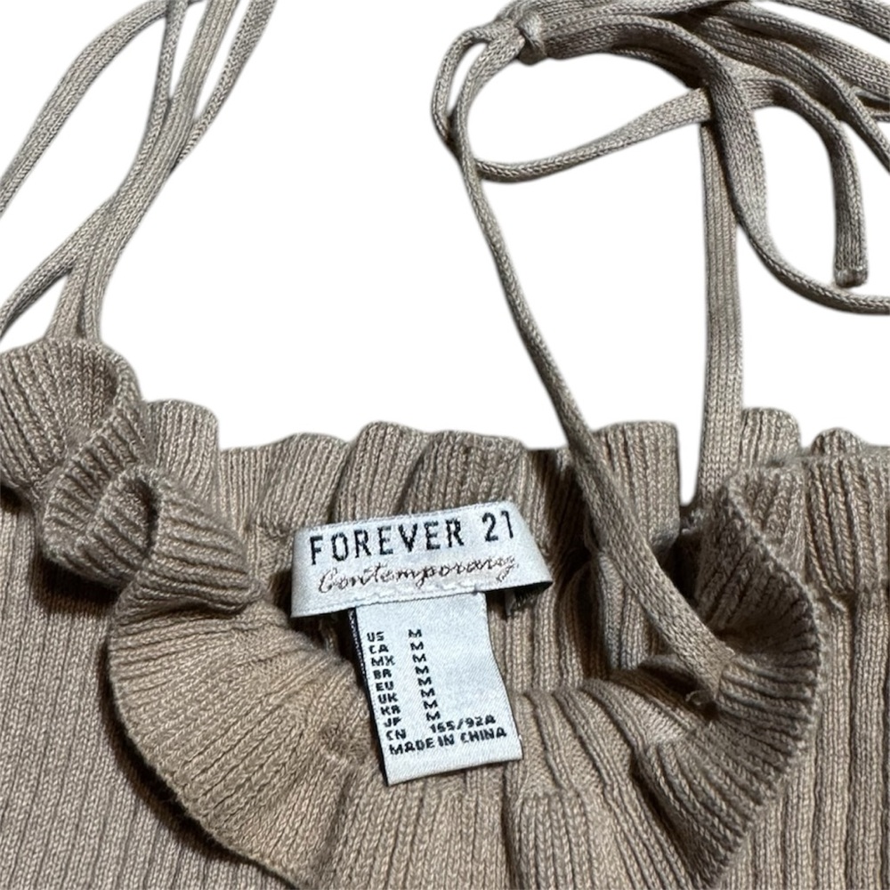 Beige Ribbed Knit Tank Top - Picture 2 of 2